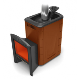 Дровяная печь для бани TMF Гейзер 2014 Inox Витра ЗК терракота